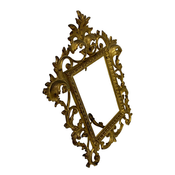 Vintage Picture Frame Cast Metal Ornate Gold Rectangle Portrait Victorian FLAW - Picture 5 of 10